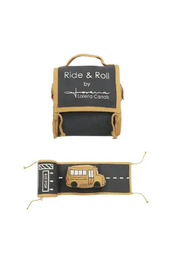 [531585] Lorena Canals | Educatief Speelgoed Soft Toy Ride & Roll School Bus Bus 10x24x16cm Road 20x400cm