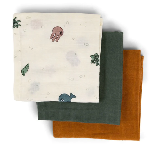 [430959] Done By Deer | Tetra Doek Sea Friends Burp Cloth 70x70cm 3-pack