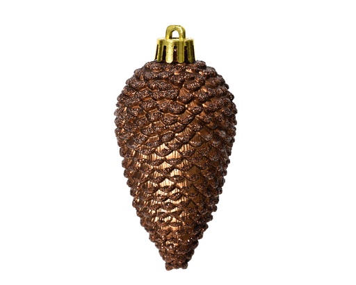 [461847]  HANGFIGUUR, dennenappel, 4.5 x 8 cm, espresso, uni, plastic, onbreekbaar, ruw/geribd, mat/glitter, 6 st./doos.