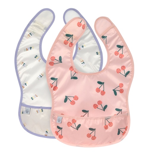 [533032] Laessig | Slabbetje Happy Fruits Cherry Lightweight Bib Velcrosluiting 2-pack