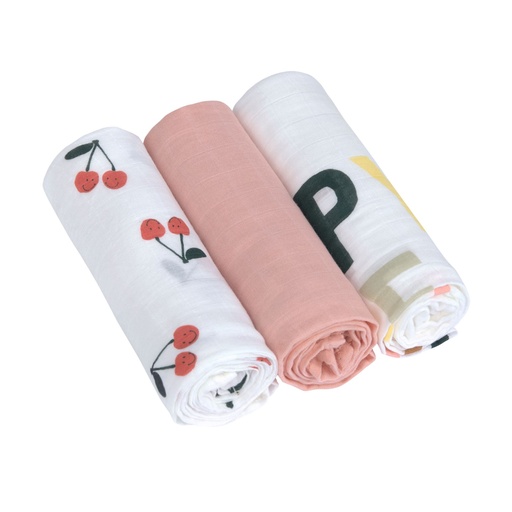 [533039] Laessig | Tetra Doek Happy Fruits Cherry 80x80cm 3-pack 