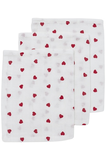 [533504] Meyco | Washandjes Sweet Heart Red Wit/Rood 20x17cm 3-pack