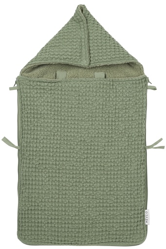 [533547] Meyco | Voetenzak Wafel Teddy Olive Green Groep 0+ 40x82cm