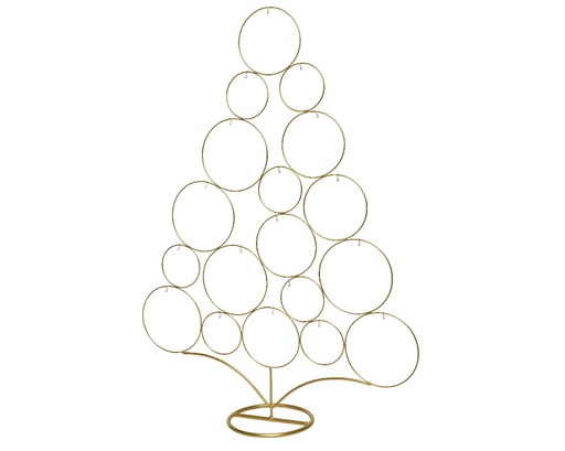 [439953] BEELD, boom, 18 x 63 x 85 cm, goud, uni, metaal: ijzer, mat, staand, cirkels met hangers, 1 stuk(s)