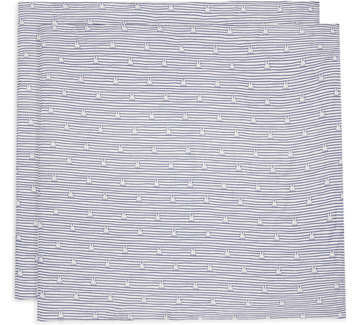 [484009] Jollein | Tetra Doek Miffy Stripe Navy  115x115cm 2-pack