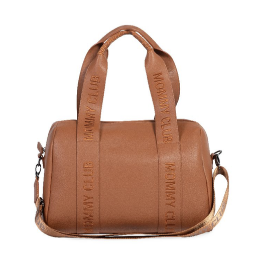 [485699] VERZORGINGSTAS, Mommy Club, brown, bruin, uni, draagtas met luiermat, vegan leder, +luiermat, +schouderriem, 2024 