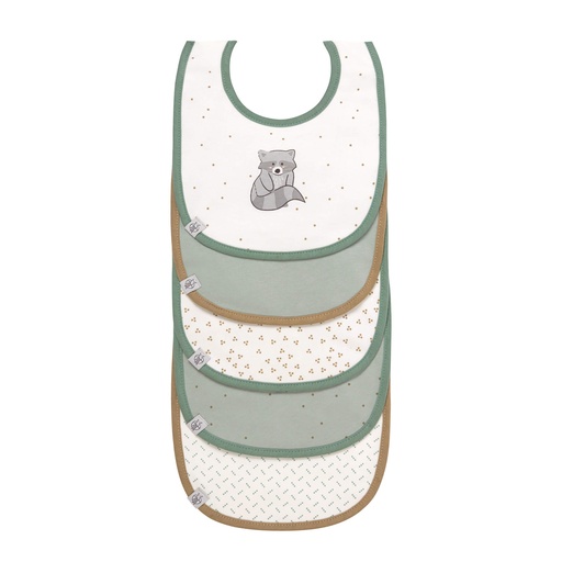 [535321] Laessig | Slabbetje About Friends Racoon Velcrosluiting 5-pack
