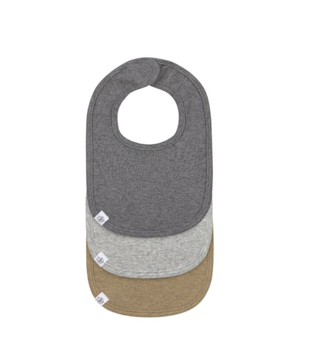 [535322] Laessig | Slabbetje Newborn Bib Velcrosluiting Grijs/Bruin 3-pack