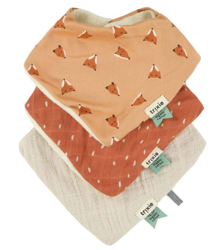 [537327] Trixie | Spuugdoekje Fierce Fox Oranje/Bruin 3-pack