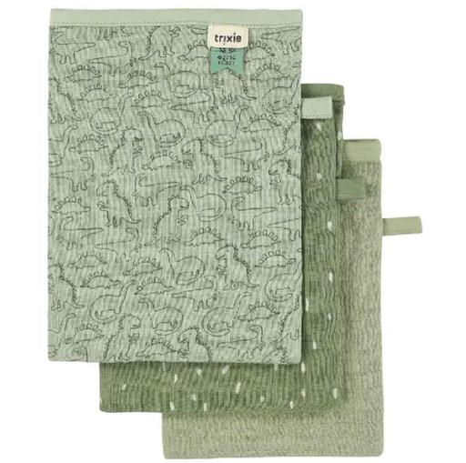 [537372] Trixie | Washandje Daring Dino Groen 3-pack