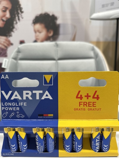 [537605] Varta | Batterijen AA - LR06 Alkaline Longlife Power 4+4 gratis