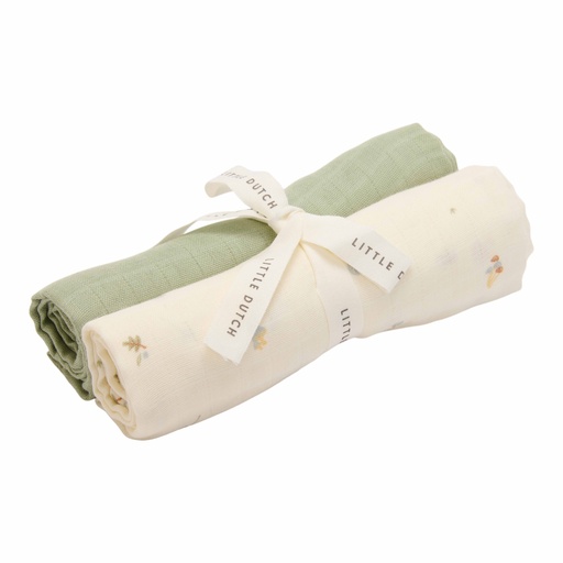 [538248] Little Dutch | Tetra Doek Forest Treasures Pure Sage Groen 70x70cm 2-pack