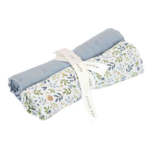 [538249] Little Dutch | Tetra Doek Forest Adventure Pure Denim Blue Blauw 70x70cm 2-pack