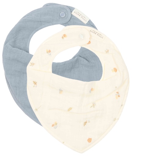 [538250] Little Dutch | Spuugdoekje Forest Treasures Pure Denim Blue Blauw/Ecru 2-pack