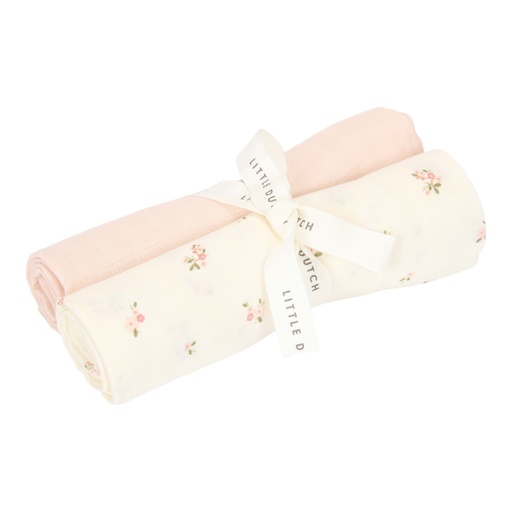 [538329] Little Dutch | Tetra Doek Fairy Blossom/Pure Blossom Roze 70x70cm 2-pack