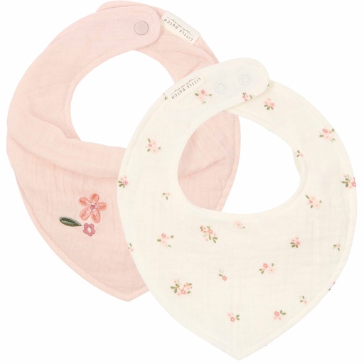 [538340] Little Dutch | Spuugdoekje Fairy Blossom/Pure Blossom Roze/Ecru 2-pack