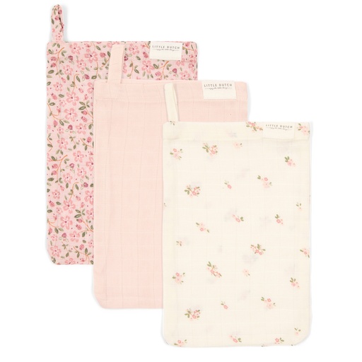 [538347] Little Dutch | Washandjes Fairy Floral/Fairy Blossom/Pure Blossom Roze 3-pack