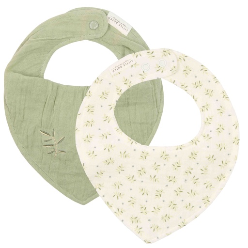 [538352] Little Dutch | Spuugdoekje Blueberry Leaves/Pure Sage Ecru/Groen 2-pack