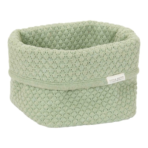 [538388] Little Dutch | Verzorgingsmand Pure Sage Gebreid Bubble Groen 15x15x15cm