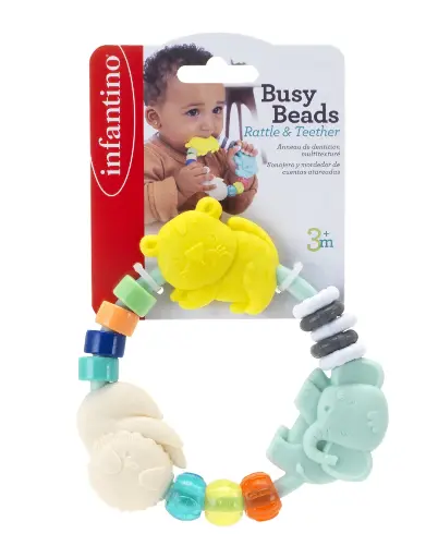 [538515] Infantino | Bijtring/Rammelaar Busy Beads Rattle & Teether