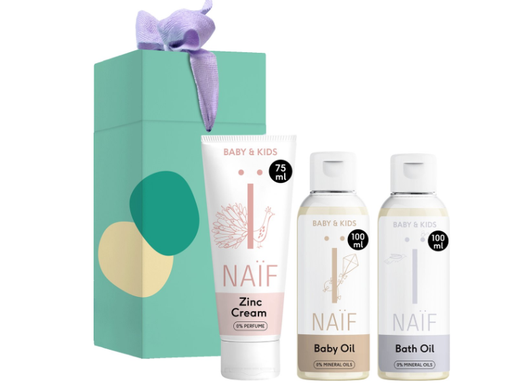 [474560] Naif | Giftset Verzorgingsset Newborn Badolie 100ml/Billencreme 75ml/Babyolie 100ml