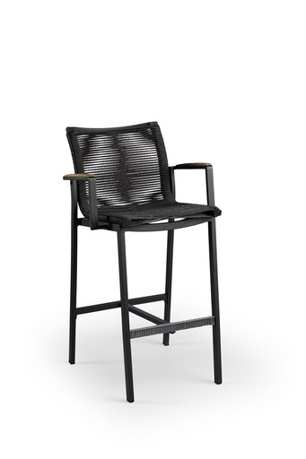 [538644] Tierra | Tuinstoel Foxx Teak Rope Bar Chair Charcoal 58x56x105cm