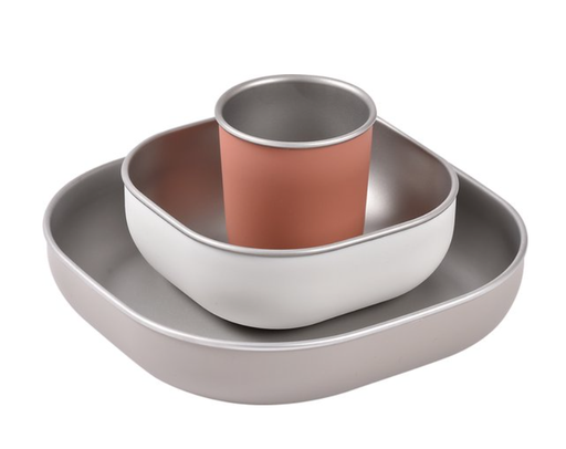[538685] Beaba | Eetset roestvrij staal - Terracotta