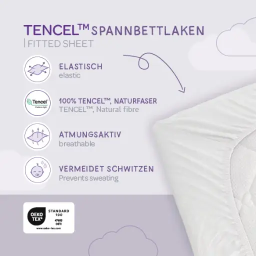 [538730] Traumeland | Hoeslaken Fitted Sheet Tencel 90x200cm Wit