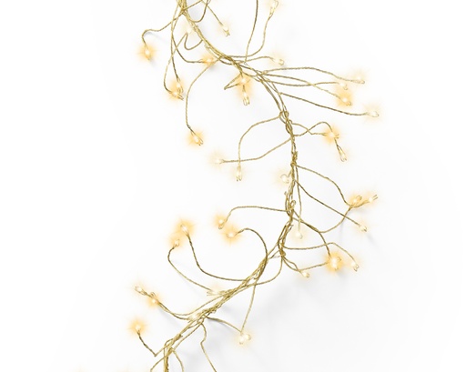[417817] VERLICHTING, Cluster Twinkle, outdoor, 480 microleds: klassiek warm/warm wit, snoer: goud, 3 m + 5 m, 8 functies