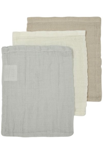 [538955] Meyco | Washandje Pre-Washed Offwhite/Light Grey/Sand 20x17cm 3-pack