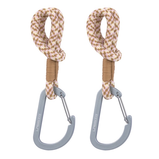 [539078] Laessig | Tassenhaak Cas Mix Stroller Hooks Cord Camel/Vanilla/Lavender 2-pack
