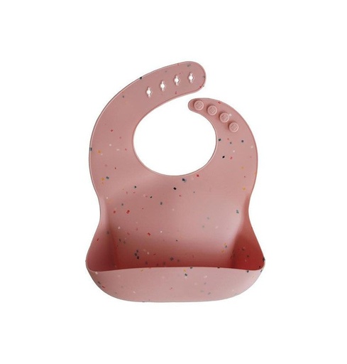[474262] Mushie | Slabbetje met Kruimelvanger Silicone Powder Pink Confetti 