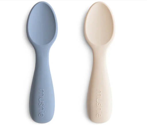 [539101] Mushie | Lepel Starter Baby Spoon Silicone Tradewinds/Shifting Sand 2-pack