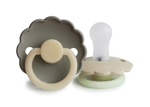 [539102] Frigg | Fopspeen Daisy Night Portobello/Croissant Siliconen Speen T1 0-6m 2-pack 