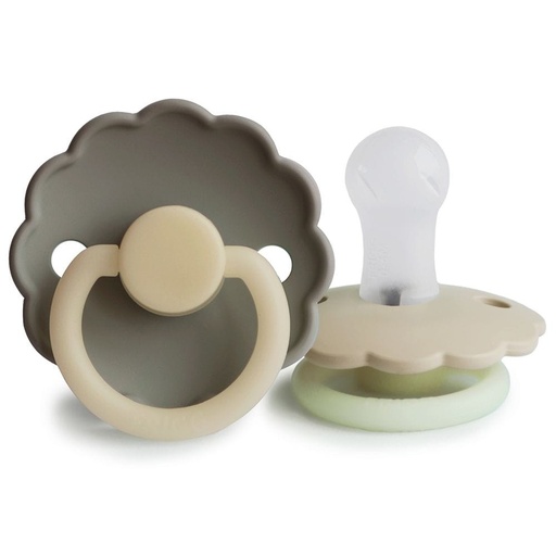 [539102] Frigg | Fopspeen Daisy Night Portobello/Croissant Siliconen Speen T1 0-6m 2-pack 