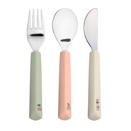 [539571] Laessig | Bestek Happy Fruits Cherry Met Siliconen Handvat Lepel/Vork/Mes