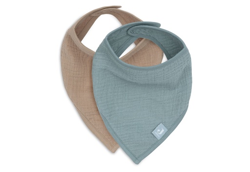 [543518] Jollein | Spuugdoekje Hydrofiel Sea Green/Biscuit Drukknopensluiting 2-pack