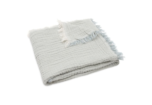 [544500] Jollein | Deken Wieg Sea Green/Ivory  Fringe Stripe 75x100cm