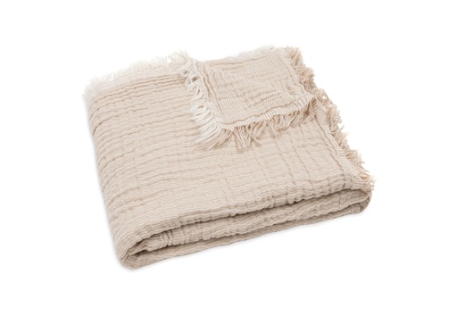 [544501] Jollein | Deken Fringe Biscuit/Ivory Stripe Zand/Ecru 75x100cm