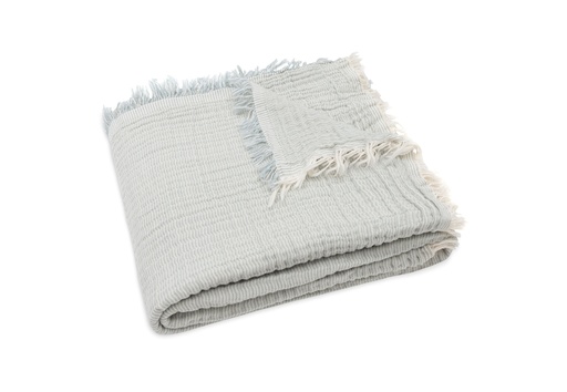 [544502] Jollein | Deken Ledikant Green/Ivory  Fringe Stripe Sea 120x120cm