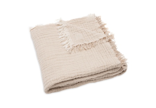 [544503] Jollein | Deken Ledikant Biscuit/Ivory  Fringe Stripe 120x120cm