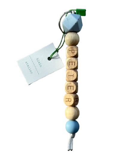 [546354] Klein Atelier | Sleutelhanger PETER Speckels Soft Blue/Powder Blue