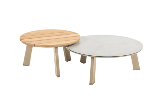 [546963] 4SO | Lounge Emma Set of Koffietafels Blad Keramiek en Teak Ø65/80cm 