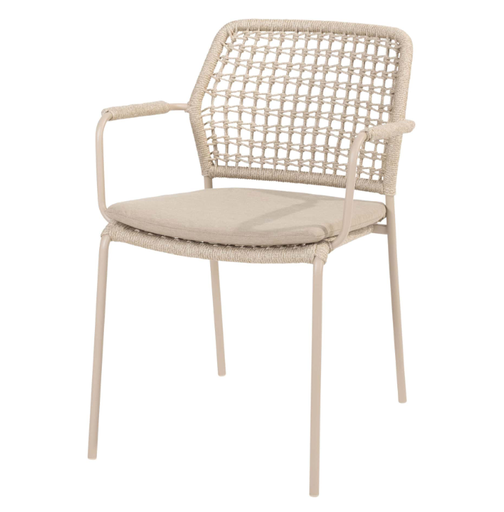 [547005] 4SO | Tuinstoel Barista Stacking Chair Latte met Kussen Stapelbaar