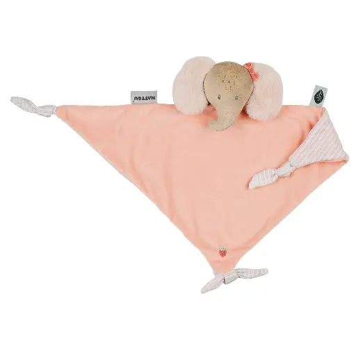 [547054] Nattou | Knuffeldoek Flo,Ernest&Oli Olifant Oli Roze 40cm