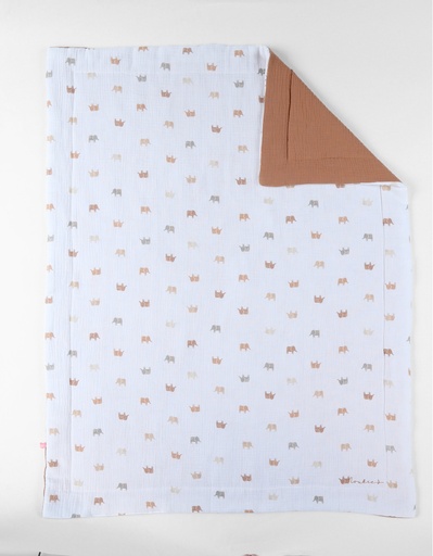 [547174] Noukies | Deken Elephant Muslin All over Olifant Wit 75x100cm