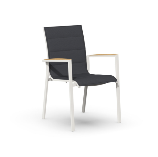 [547276] Tierra | Stoel Foxx Teak Stackable Chair Creme White 72 x 60 x 89 cm
