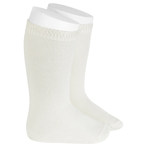 Condor | Kniekousen Cotton Knee-high Socks with Openwork Cuff Nata