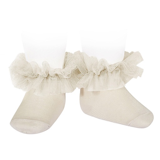 Condor | Kousen Tulle frill ankle socks Lino