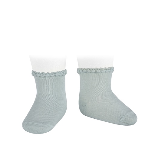 Condor | Kousen Short Socks with Patterned Cuff Sea Mist